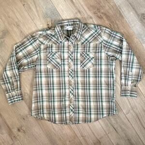 Vintage Wrangler Western Wrancher Pearl Snap Shirt Mens Size XXL